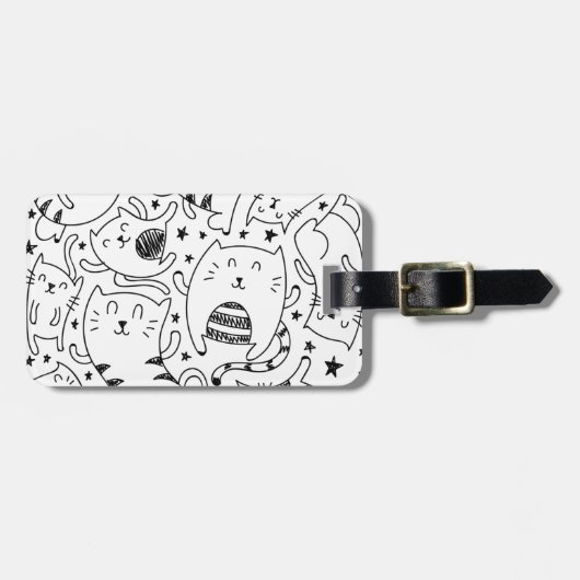 おもしろいで不完全な踊り猫の落書きパターン ラゲッジタグ (正面横)
