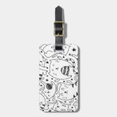 おもしろいで不完全な踊り猫の落書きパターン ラゲッジタグ (正面縦)