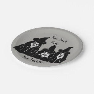 おもしろいで不気味で黒い魔法使いの恐いおもしろいハロウィン ペーパープレート