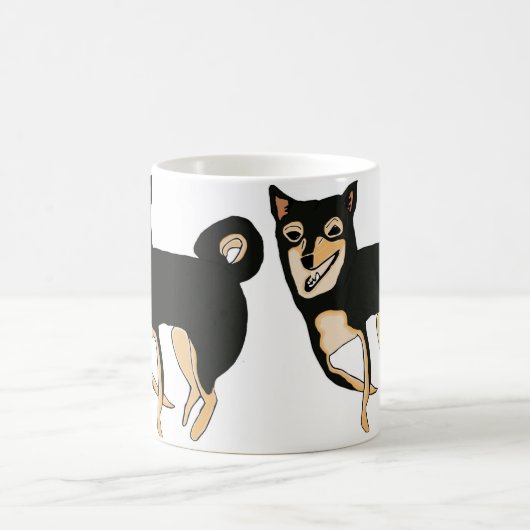 おもしろいで及びかわいい黒およびタンの柴犬犬のマグ コーヒーマグカップ (中央)