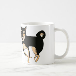 おもしろいで及びかわいい黒およびタンの柴犬犬のマグ コーヒーマグカップ