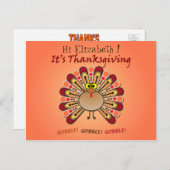 おもしろいで及びかわいいgoggly注目された感謝祭の七面鳥 シーズンポストカード (正面/裏面)