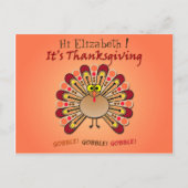 おもしろいで及びかわいいgoggly注目された感謝祭の七面鳥 シーズンポストカード (正面)