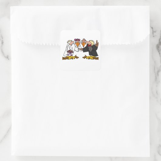 おもしろいで古いBuzzardの結婚式の漫画の芸術 スクエアシール (バッグ)