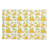 おもしろいで可愛い黄色と緑の恐竜 枕カバー (裏面)