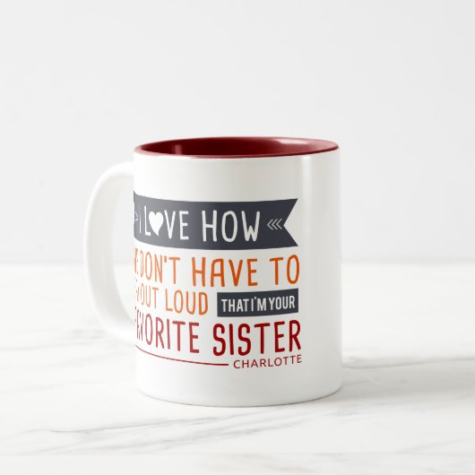 おもしろいで多彩なマグI愛お気に入りのな姉妹-コーヒー ツートーンマグカップ (正面左)