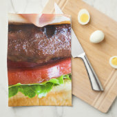 おもしろいで大きいハンバーガー キッチンタオル (四つ折り)