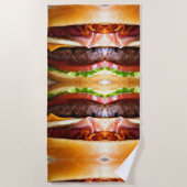 おもしろいで大きいハンバーガー ビーチタオル (正面)