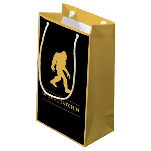 おもしろいで大きい足によってSquatchinの行くサスカッチ スモールペーパーバッグ (裏面アングル)