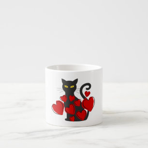 おもしろいで大きい黒猫のマグ エスプレッソカップ
