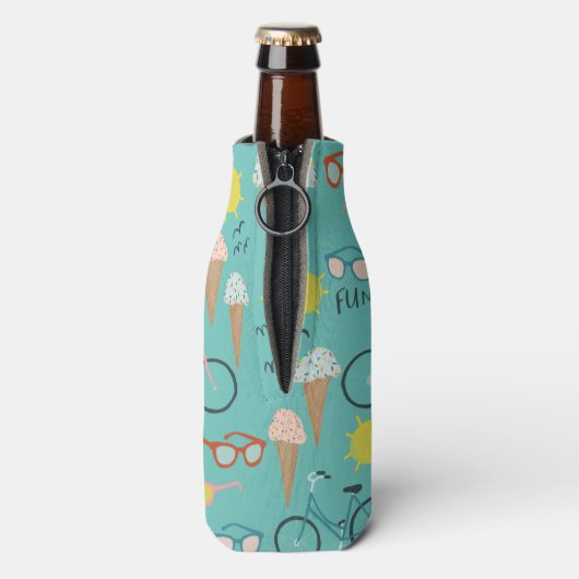 おもしろいで太陽の夏の休暇カラフル ボトルクーラー (ボトル裏面)