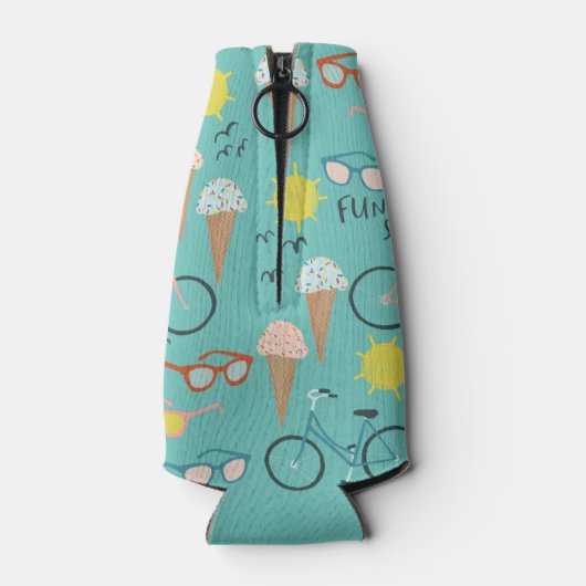 おもしろいで太陽の夏の休暇カラフル ボトルクーラー (裏面)