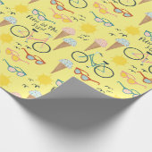 おもしろいで太陽の夏の休暇ギフト ラッピングペーパー (角)