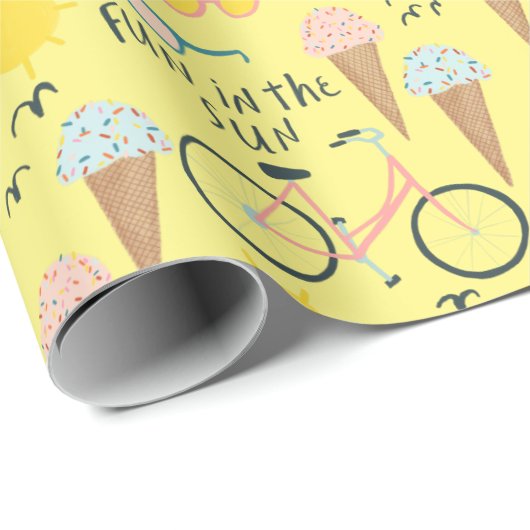 おもしろいで太陽の夏の休暇ギフト ラッピングペーパー (ロールコーナー)