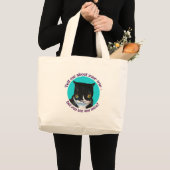おもしろいで好奇心が強いCAT ラージトートバッグ (正面(商品))