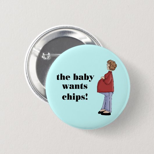 おもしろいで妊婦のなデザイン 缶バッジ (正面&裏面)