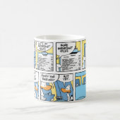 おもしろいで平らな離陸のチェックリストの漫画のマグ コーヒーマグカップ (中央)