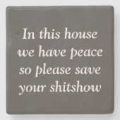 おもしろいで平和な家の灰色の石造りのコースター ストーンコースター (正面)