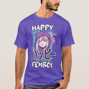 おもしろいで幸せなかわいいアニメhappy femboy 日本の tシャツ