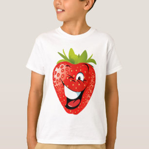 おもしろいで幸せな生気に満ちたいちご Tシャツ