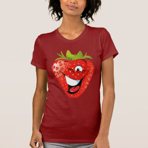 おもしろいで幸せな生気に満ちたいちご Tシャツ