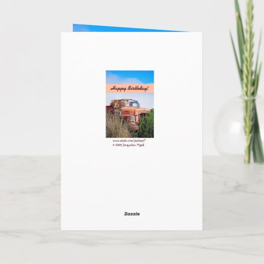 おもしろいで幸せな第89誕生日のヴィンテージのオレンジトラック89A カード (裏面)