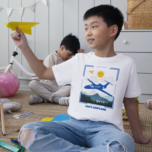 おもしろいで愛らしいキッズネーム飛行機 Tシャツ