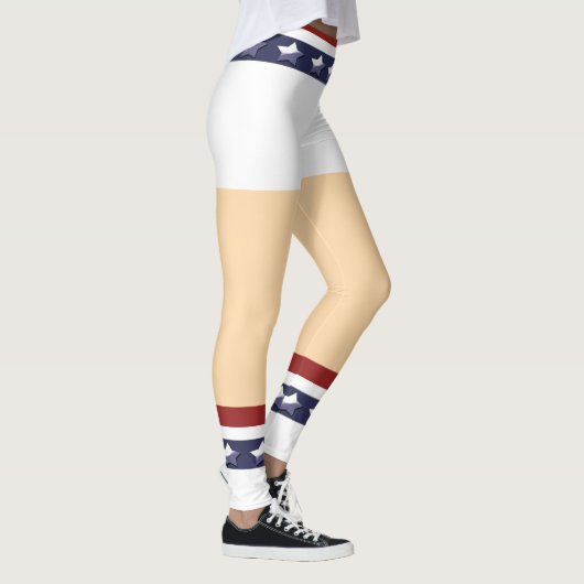 おもしろいで愛国心が強いチアリーダーの足の星は縞で飾ります レギンス (右)