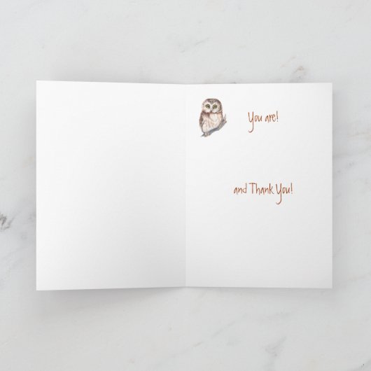 おもしろいで最も最高のな管理者か。 賢いフクロウのユーモアありがとう サンキューカード (内部)