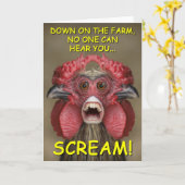 おもしろいで気色悪い鶏モンスターの挨拶状 カード (黄色い花)