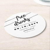 おもしろいで自由な飲み物は白黒日付を救います ラウンドペーパーコースター (アングル)