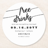 おもしろいで自由な飲み物は白黒日付を救います ラウンドペーパーコースター (正面)