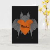 おもしろいで艶かしくロマンチックなハロウィンの吸血コウモリ カード (黄色い花)