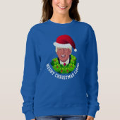 おもしろいで赤いサンタの帽子の切札の醜いクリスマス スウェットシャツ (正面)