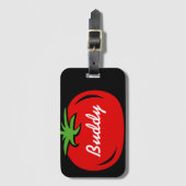 おもしろいで赤いトマトカスタムな旅行荷物のラベル ラゲッジタグ (正面縦)
