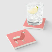 おもしろいで赤いラマ ストーンコースター (横)