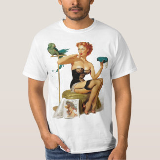 おもしろいで赤い毛のピンナップ Tシャツ