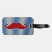 おもしろいで赤い髭および青い白のストライプ ラゲッジタグ (裏面横)