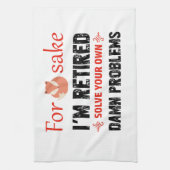 おもしろいで退職したなデザイン キッチンタオル (縦)