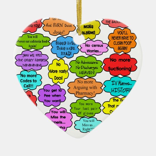 おもしろいで退職したなナースのギフトの協力者の思考II セラミックオーナメント (正面)