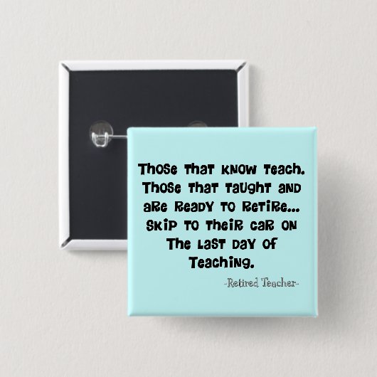 おもしろいで退職したな先生のギフト 缶バッジ (正面&裏面)