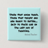 おもしろいで退職したな先生のギフト 缶バッジ (正面)