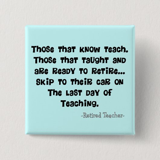 おもしろいで退職したな先生のギフト 缶バッジ (正面)