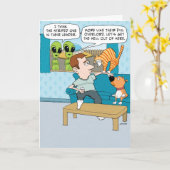 おもしろいで邪悪な猫のバースデー・カード カード (黄色い花)