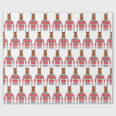 おもしろいで醜いクリスマスのセーターを身に着けているかわいいラマ ラッピングペーパー (フラット)