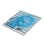 おもしろいで青いシェブロン間抜けな象の記念品 タイル (側面)