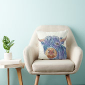 おもしろいで青い高地牛 クッション (椅子)