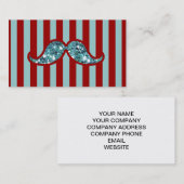 おもしろいで青い髭のグリッターの赤のストライプ 名刺 (正面/裏面)