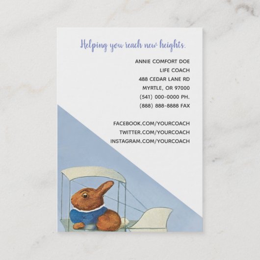 おもしろいで飛んでいるなウサギの生命コーチの名刺 名刺 (裏面)
