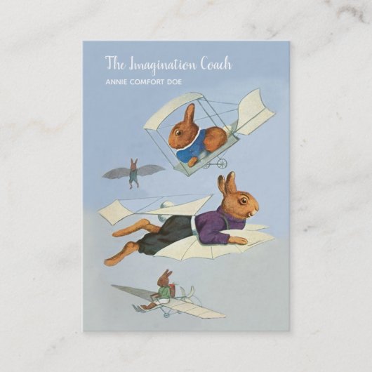 おもしろいで飛んでいるなウサギの生命コーチの名刺 名刺 (正面)